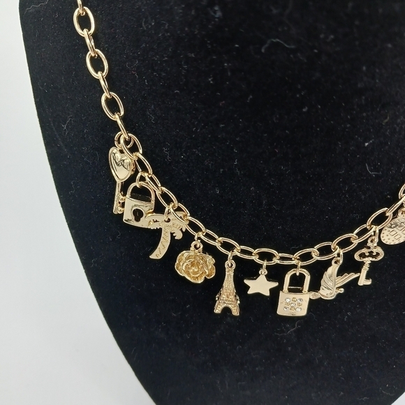 FOREVER 21 Jetsetter Travel Necklace Womens Chain with Travel Charms One Size - Picture 2 of 7